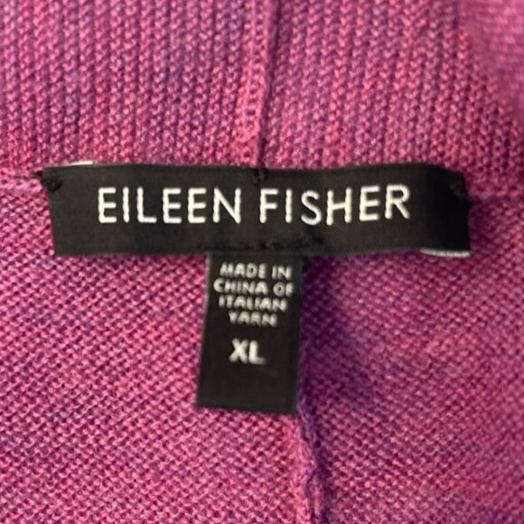Eileen Fisher Open Front Cardigan Women's Size XL 100% Merino Wool | Purple - Picture 6 of 8